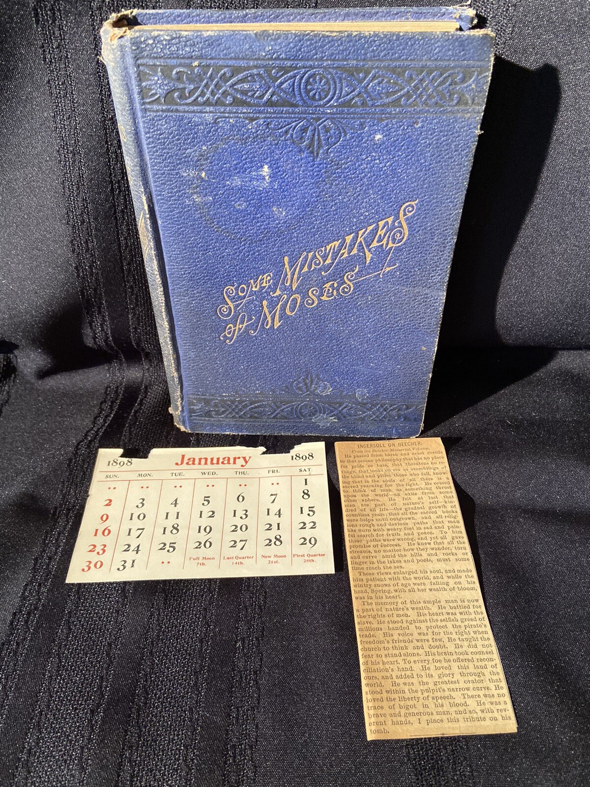 ANTIQUE, 1879 SOME MISTAKES OF MOSES BY ROBERT G. INGERSOLL, 4th EDITION