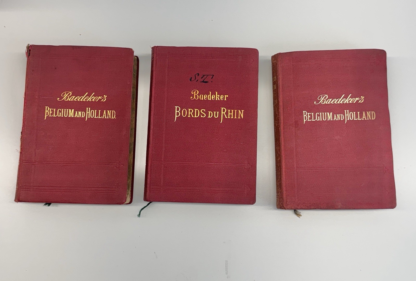 Lot of 9 Antique Baedeker Travel Guides 1891-1910 Rhine Germany Alps France