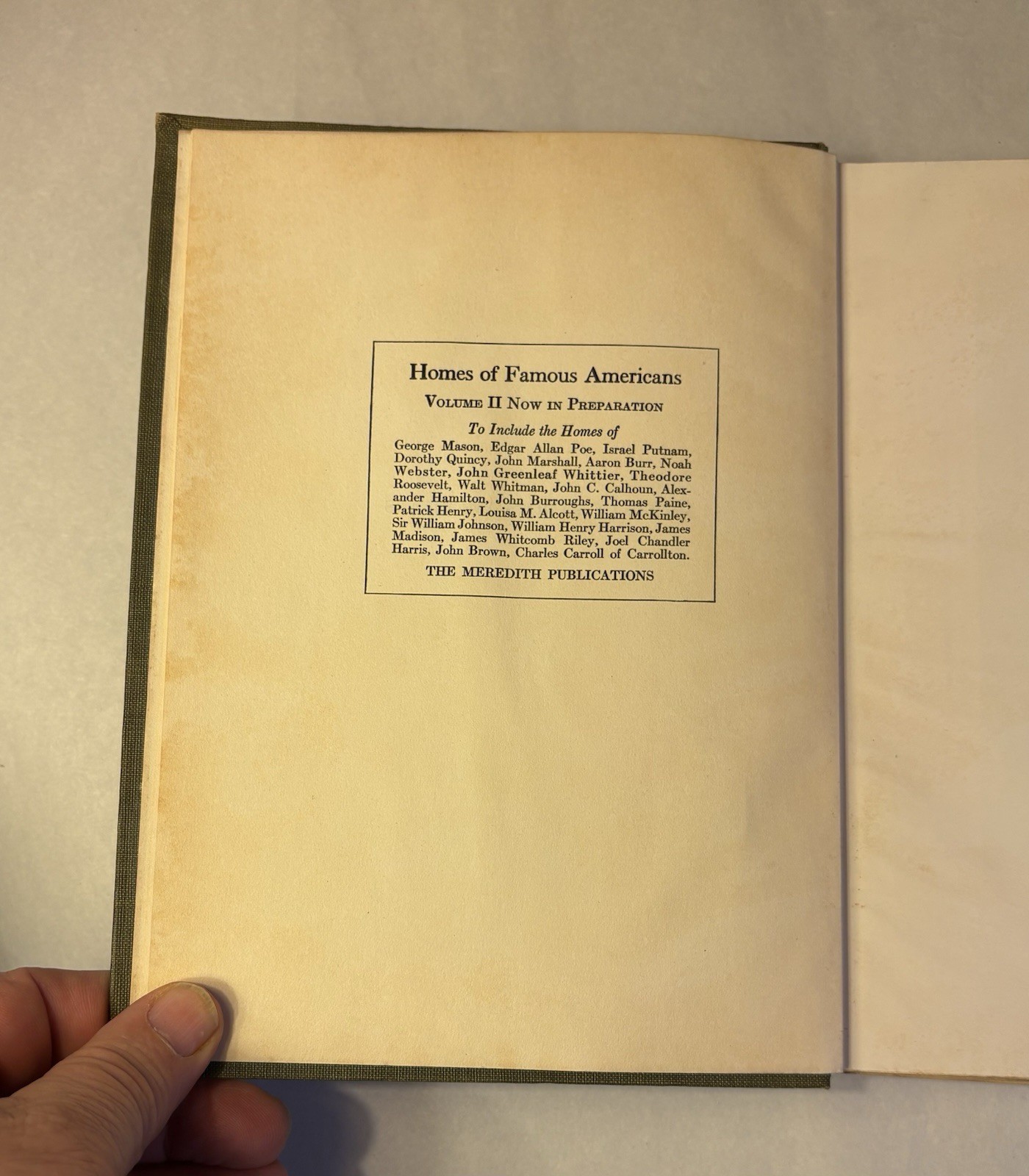 Homes of Famous Americans By Sherlock, Chesla C. 1925 Vol 1 Inscribed/Signed