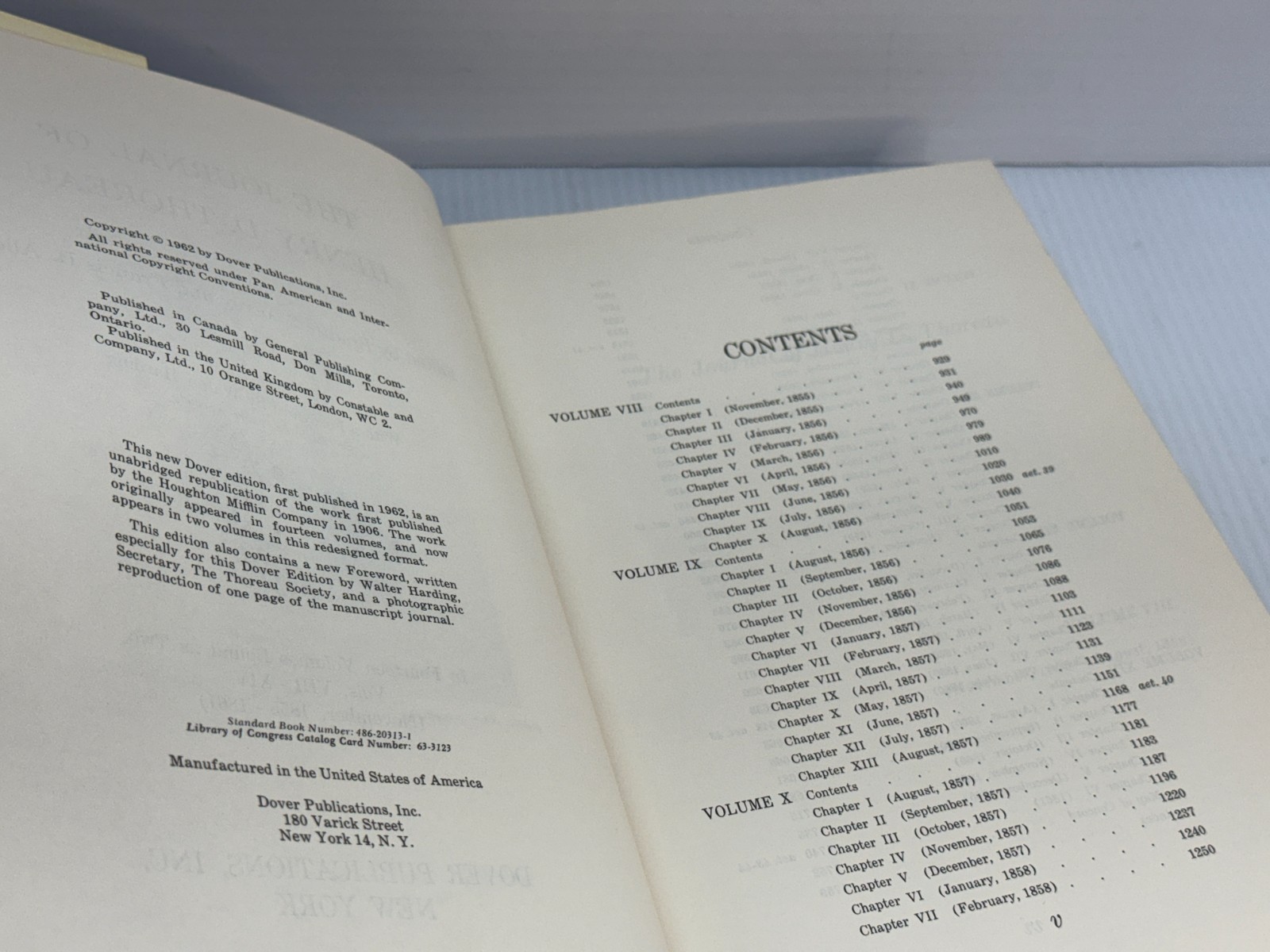 The Journals of Henry D. Thoreau in 14 Volumes Bound as Two (Dover HC set, 1962)