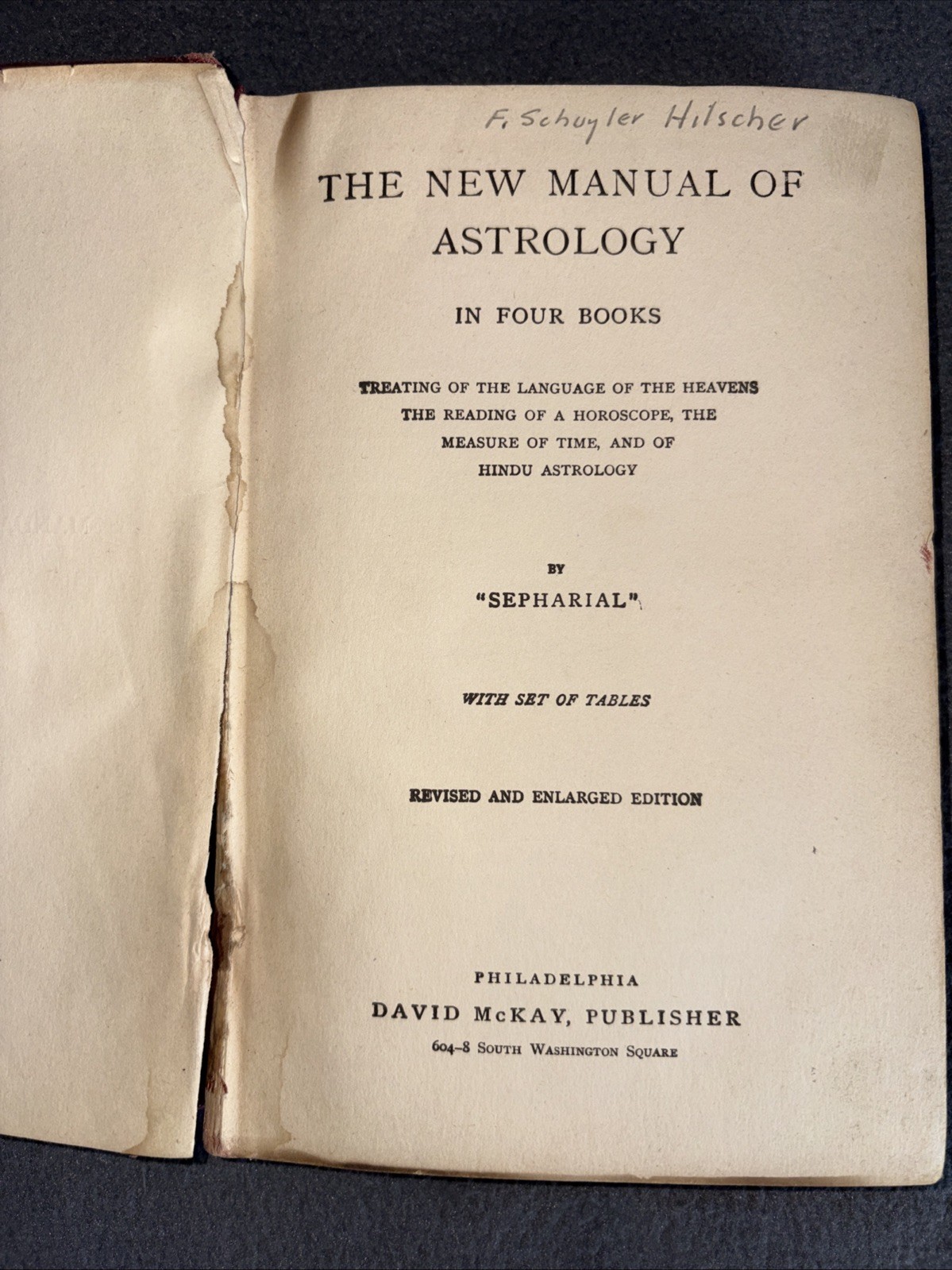 Manual of Astrology by Sepharial David McKay publisher Hardcover