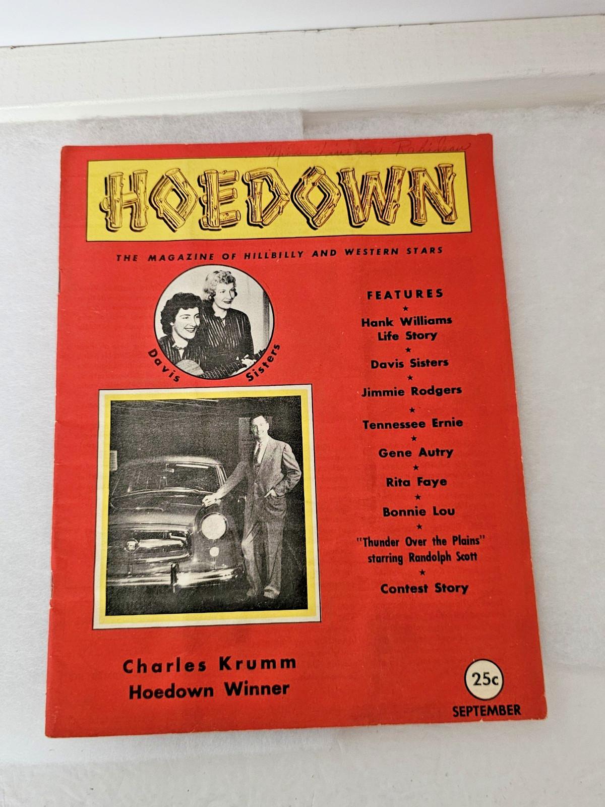 Hoedown First Iss. Sept. 1953 Gene Autry Jimmie Rodgers Hank Williams Ernie Ford