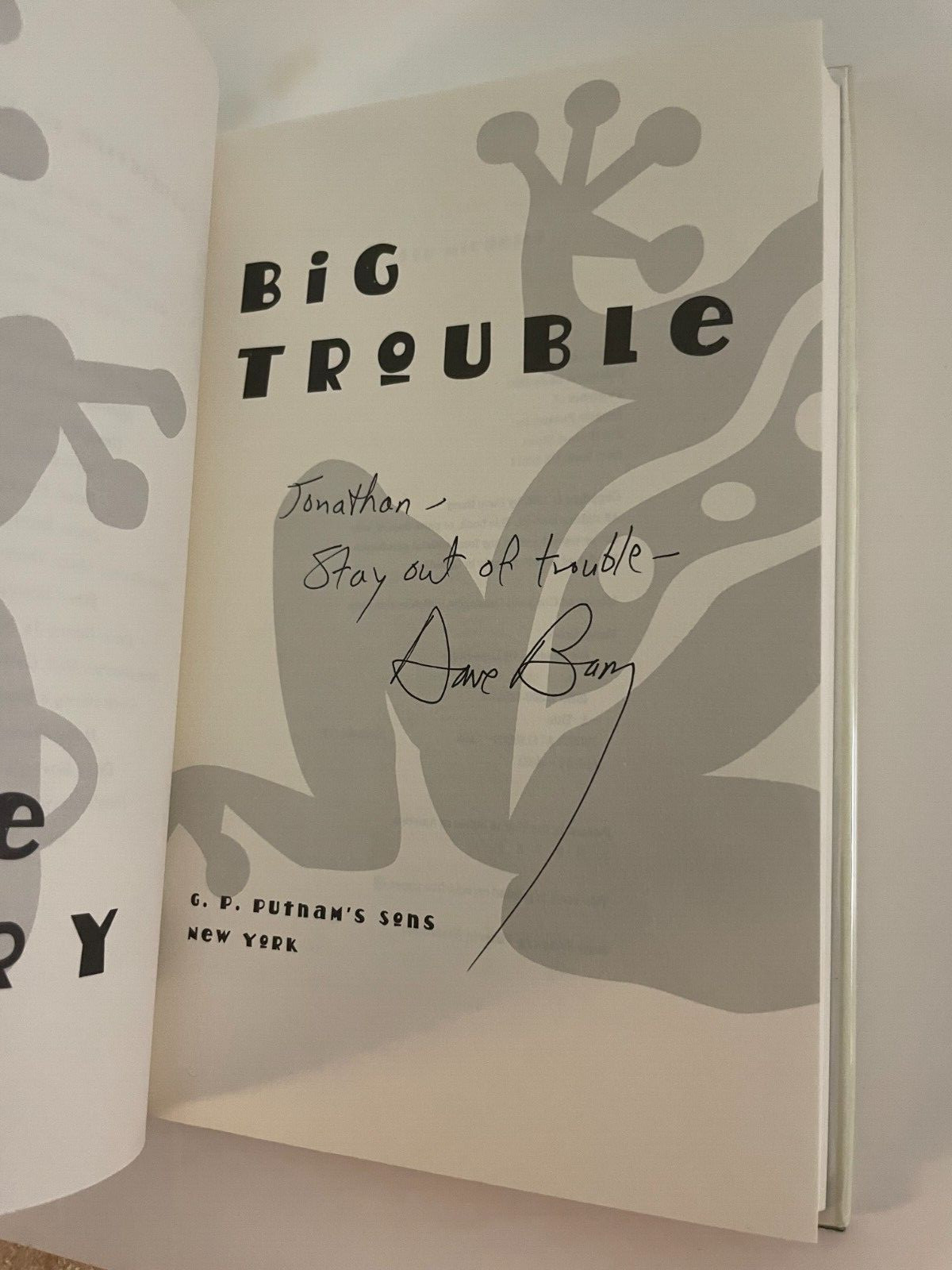 #signed Dave Barry: Big Trouble, signed 5th HB w DJ
