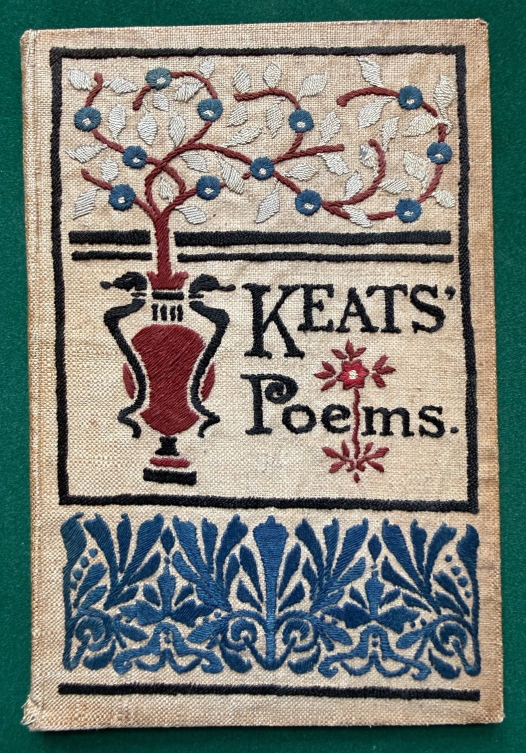 Antique Arts & Crafts Hand Embroidered Cover John Keats Poems Endymion