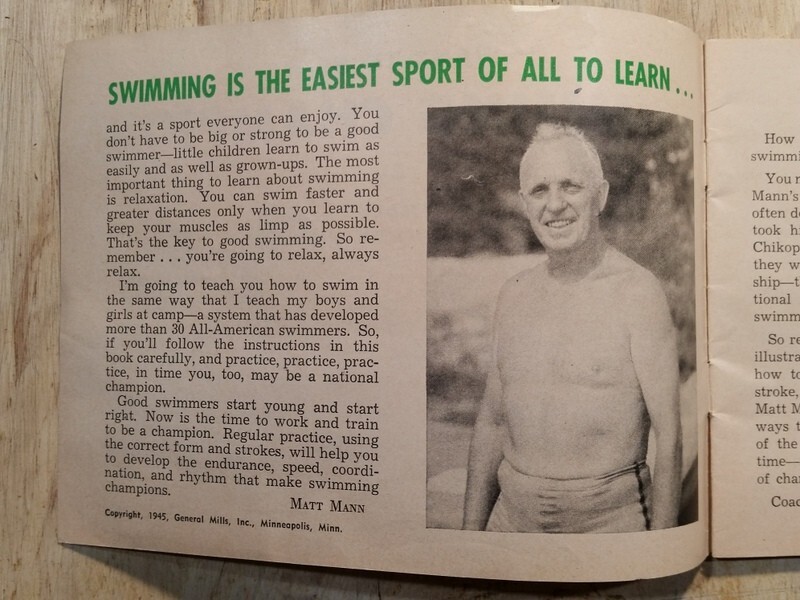 1945 Want to be a Swimming Champion Wheaties Matt Mann General Mills Minneapolis