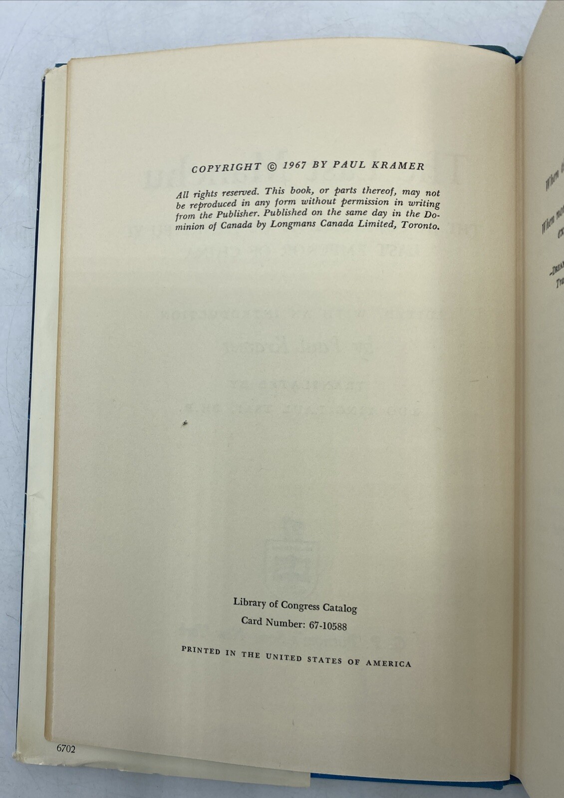The Last Manchu The Autobiography of Henry Pu Yi, the Last Emperor of China