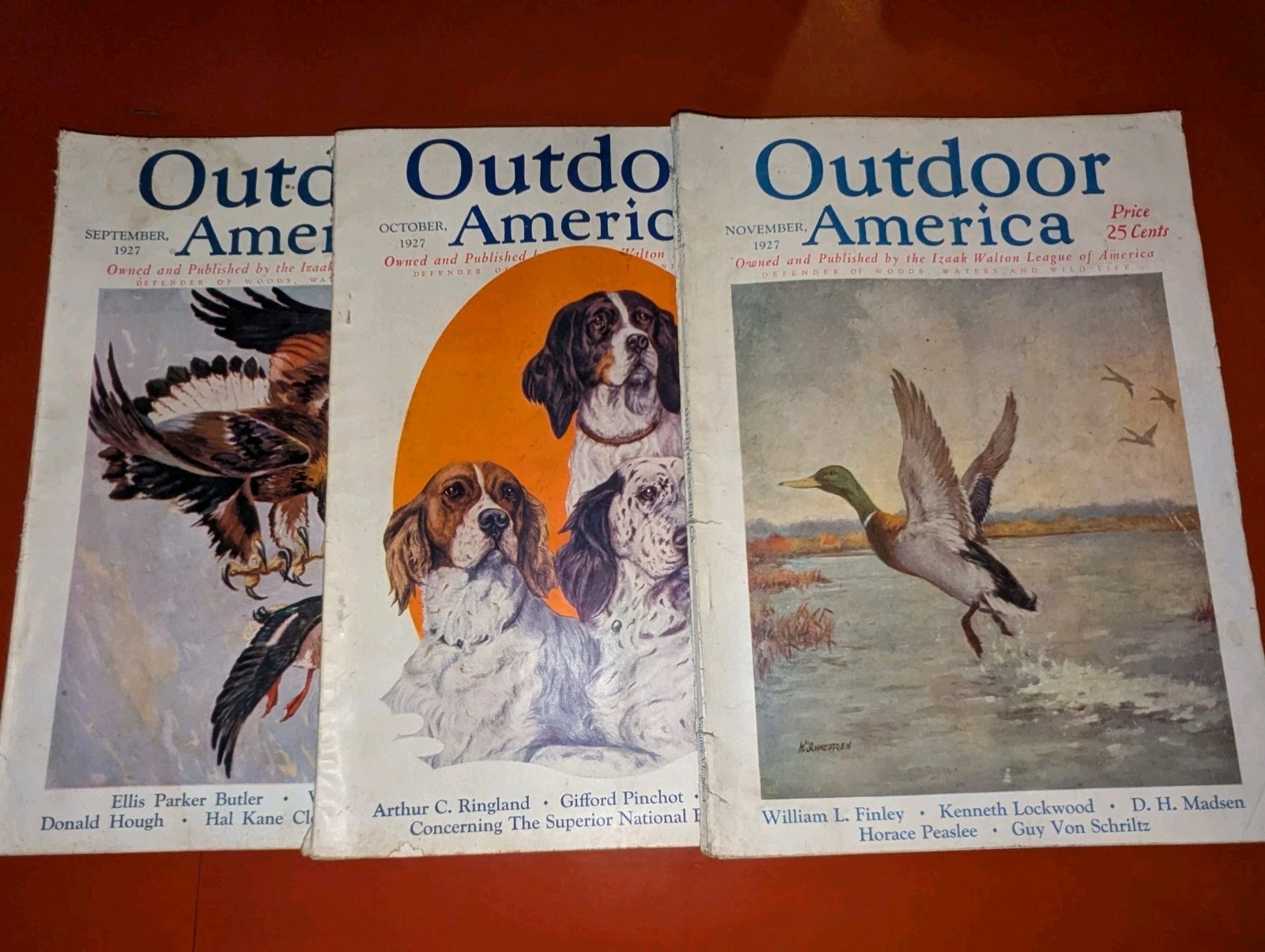 Lot of 3 VTG 1927 OUTDOOR AMERICA (Sep, Oct, Nov) Hunting/Fishing Magazine