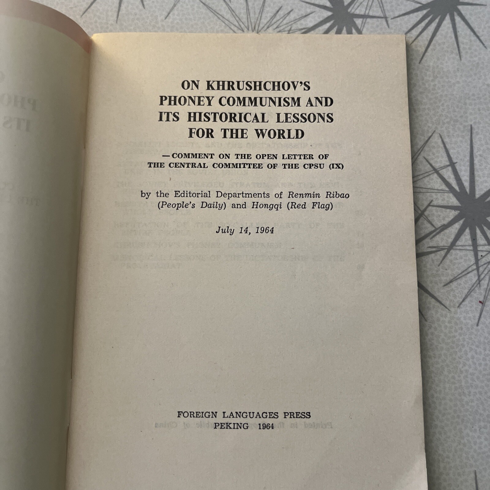 On Khrushchov’s Phoney communism . . . Pamphlet -1964 Foreign Language Press