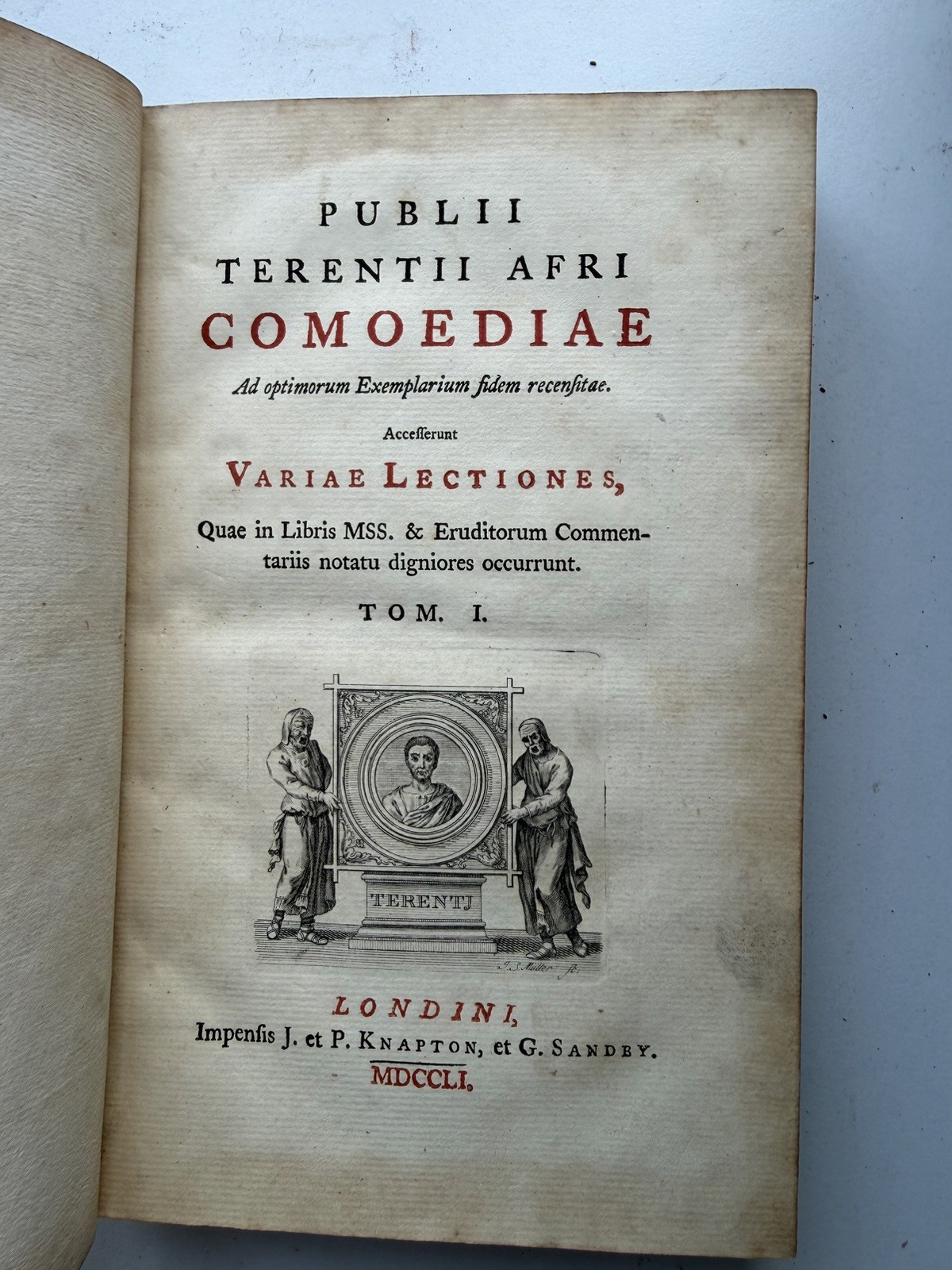 1751 Terence COMOEDIAE 2 Vols Latin London Knapton Leather Antiquarian
