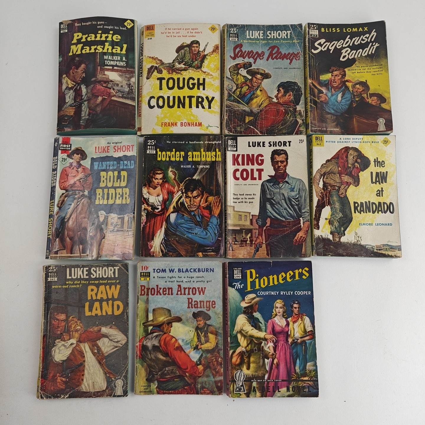 Lot of 18 Vintage 1950s DELL WESTERN PAPERBACKS Short, Tompkins, Bonham, Etc
