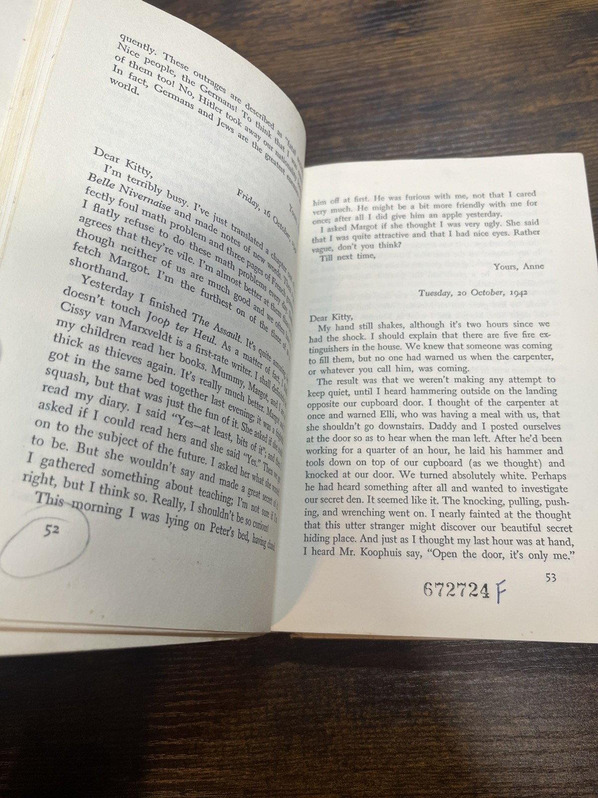Anne Frank The Diary of a Young Girl 1967 Vintage Hardcover