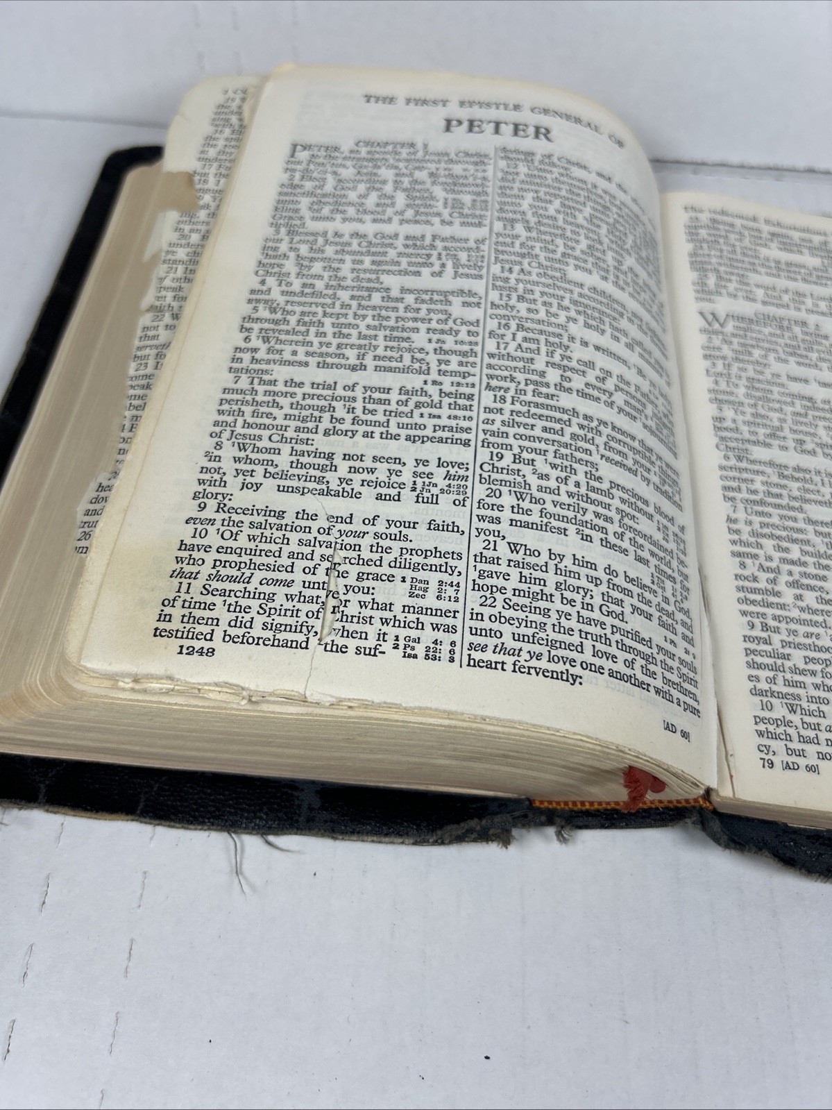A.J. Holman 1942 BIBLE Leather Simplified Pronouncing KJV Verse Reference Jewel