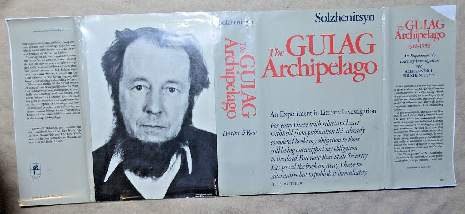 Aleksandr Solzhenitsyn GULAG ARCHIPELAGO 1918-1956 FIRST EDITION – 1974 JACKET