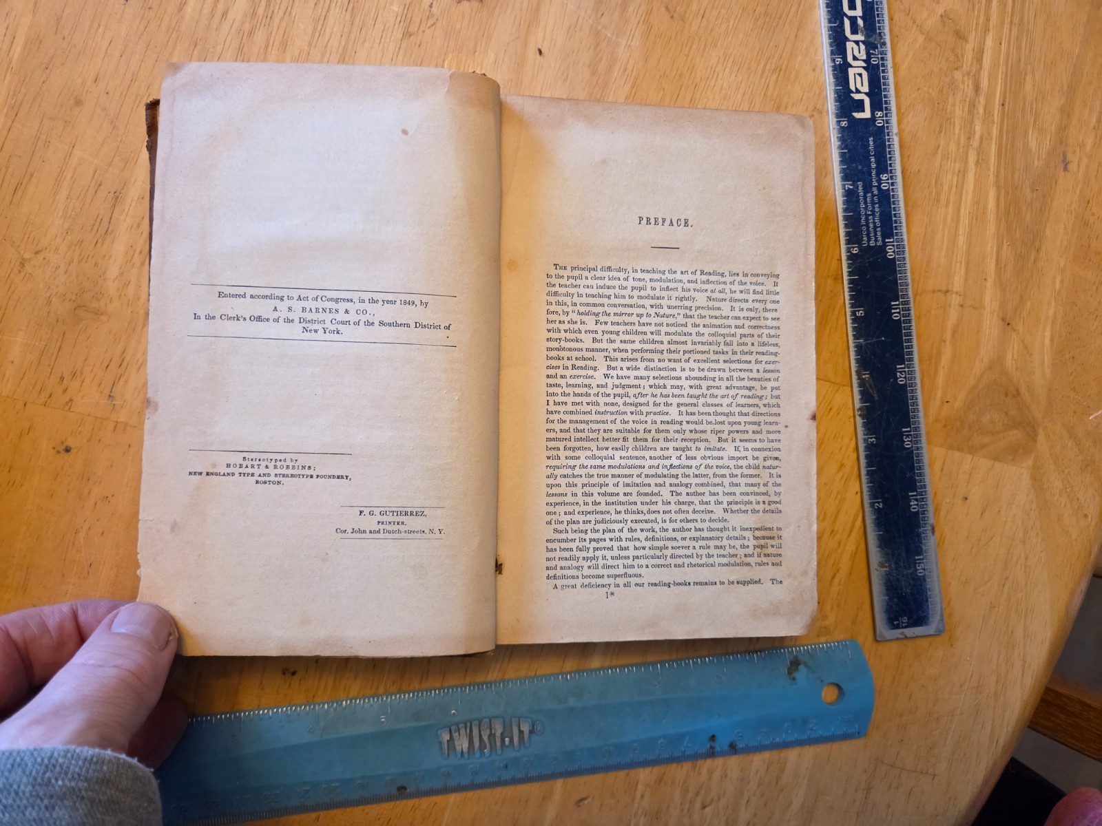 Exercises in Rhetorical Reading by Richard Parker – 1850 A. S. Barnes Hardcover