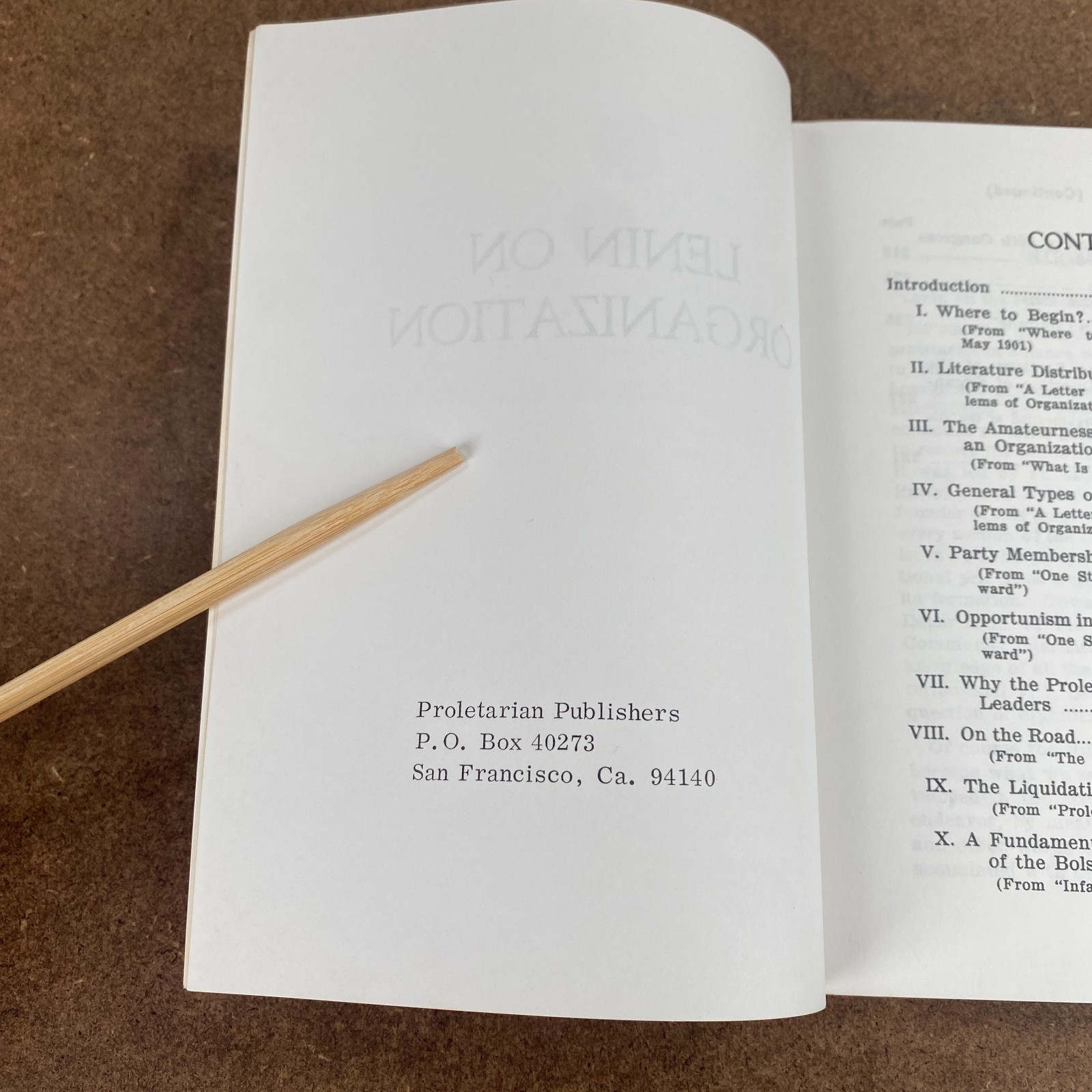 Lenin On Organization Proletarian Publishers Marxist Communist Book 1970s