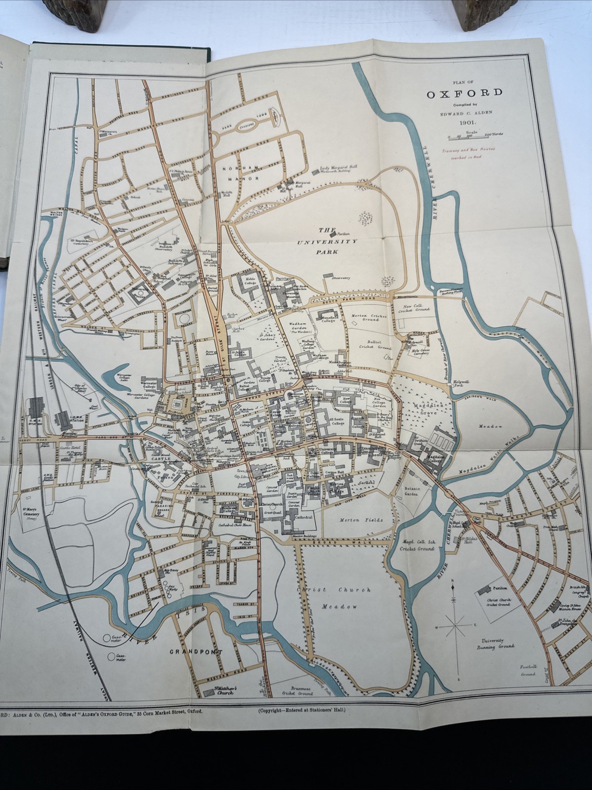 1901 Alvin’s Oxford Guide Fold-Out Map Illustrated Oxford Travel Guide O51
