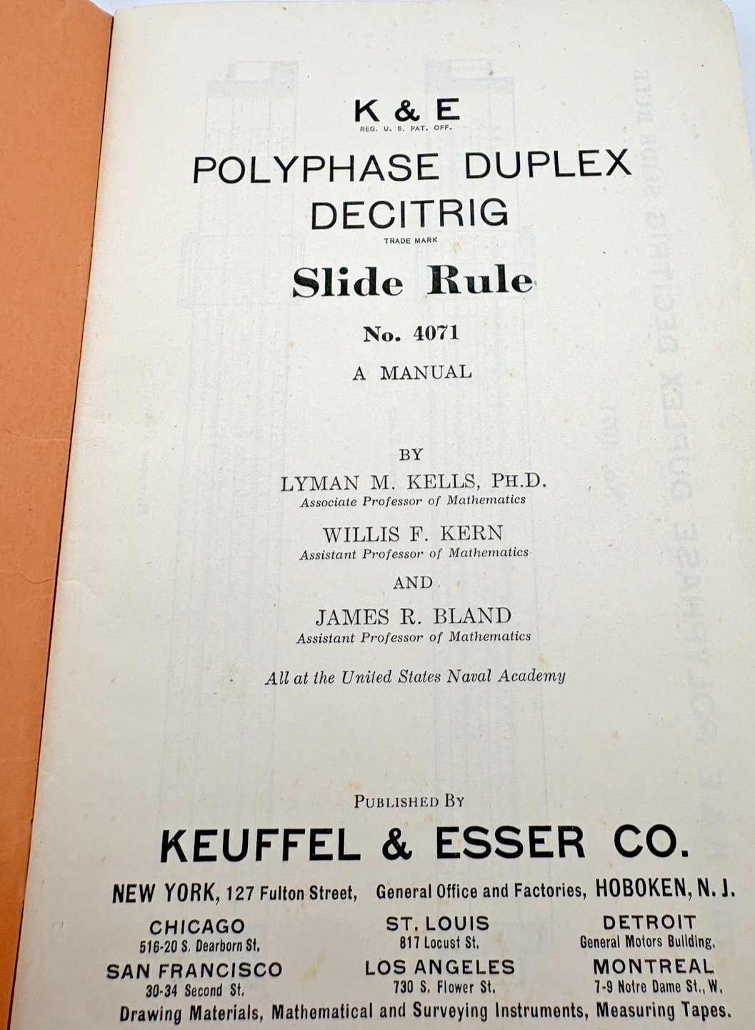 1939 POLYPHASE Duplex DECITRIG Slide Rule Manual Vintage Keuffel & Esser #4071