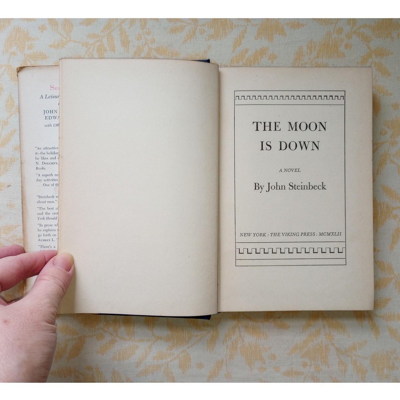 The Moon is Down by John Steinbeck 1ST EDITION & PRINT Viking Press 1942 HCDJ