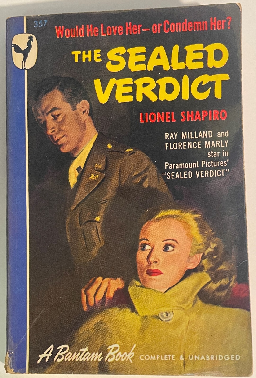 The Sealed Verdict by Lionel Shapiro (1948 Bantam 1st pb, Ray Milland, MTI, VG)