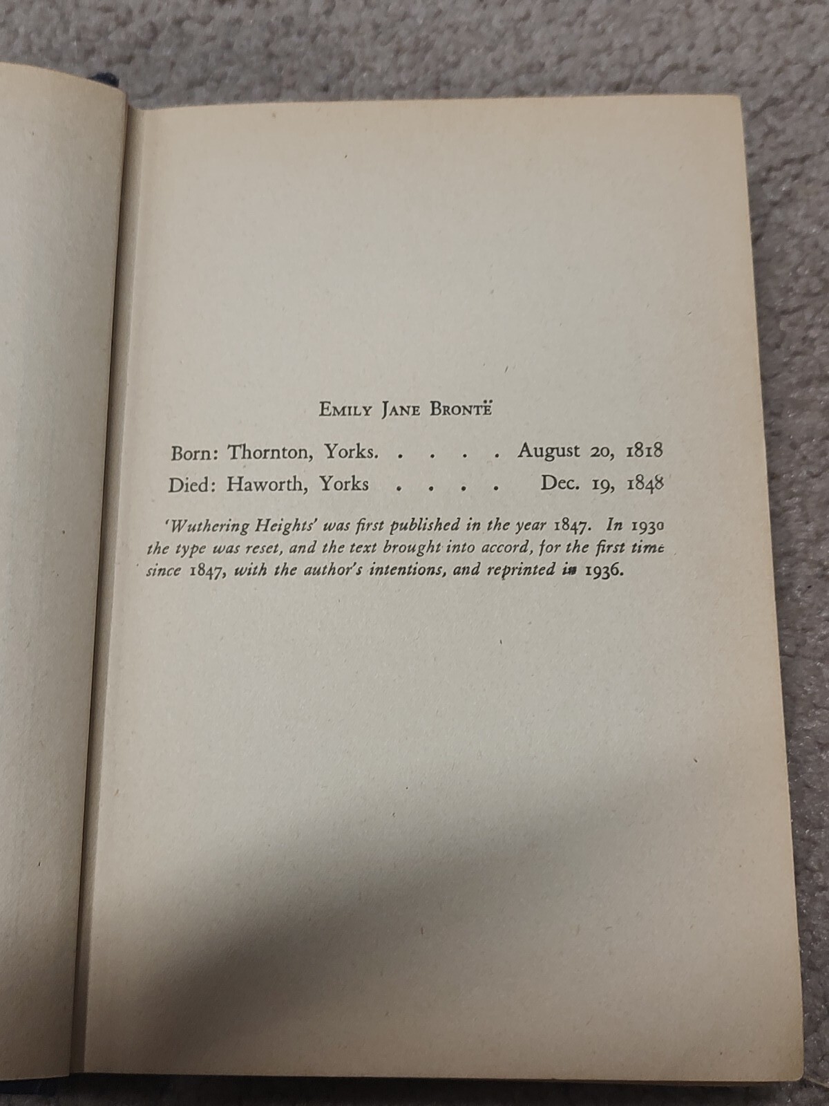 Printing Error on Cover Wuthering Heights Emily Brontë HC Art Type Circa 1936