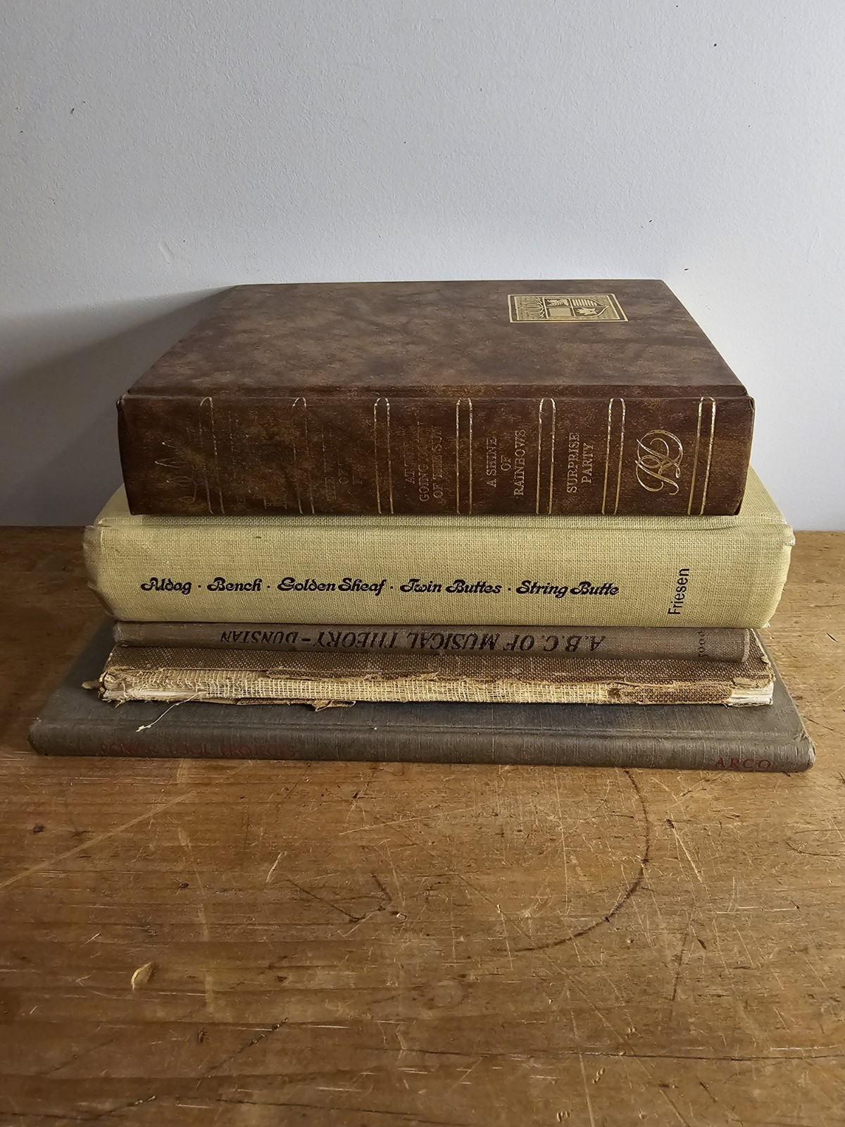 Vintage Multi Color Book Lot Of 5 Distressed Decorative Farmhouse