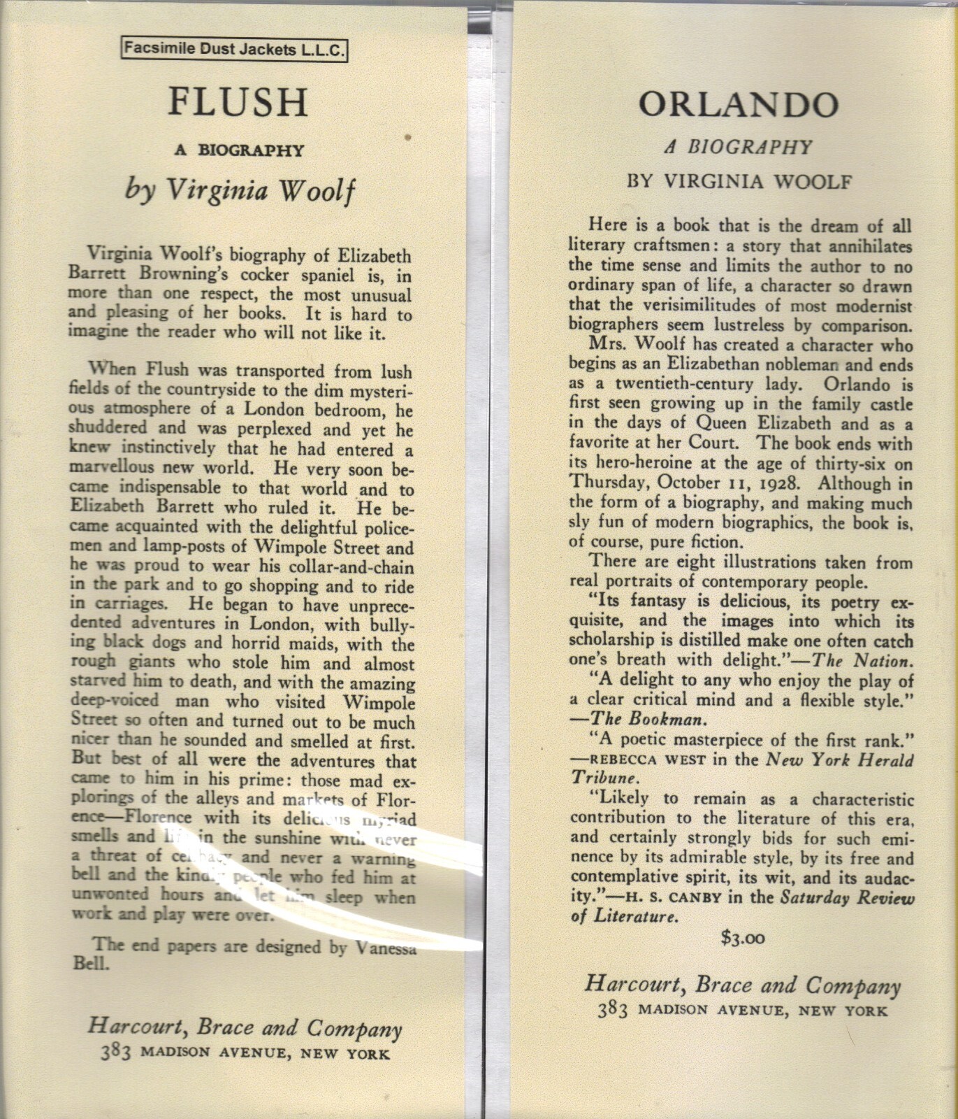 FLUSH BY VIRGINIA WOOLF-1933-1ST ED-VERY NICE BOOK-W/DJ-COLLECTIBLE!