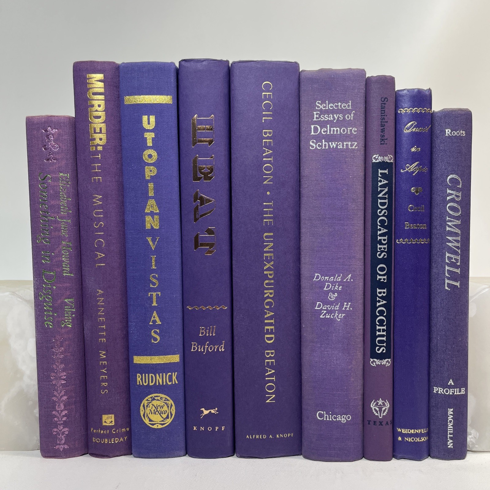 Vintage Books Lot Of 9 Purple Lilac Shabby Decor History Lit + Wedding Stack