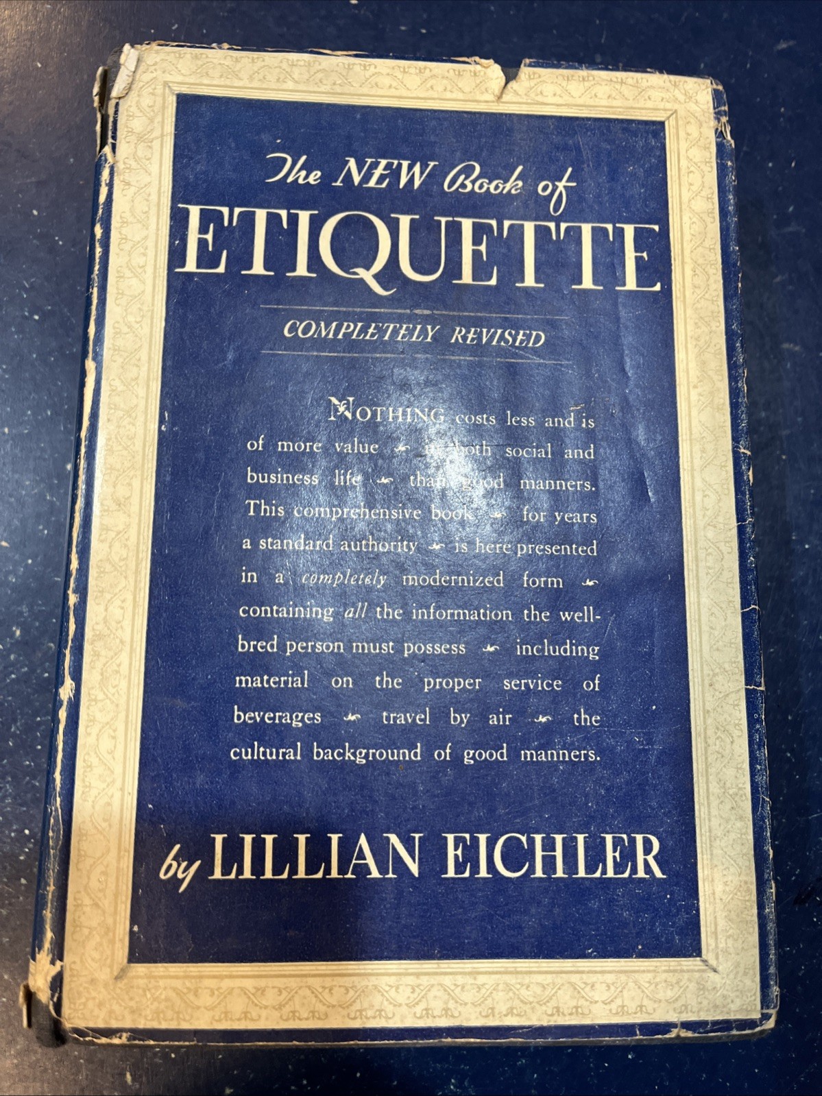 The New Book Of Etiquette: Lillian Eichler 1941 HCDJ