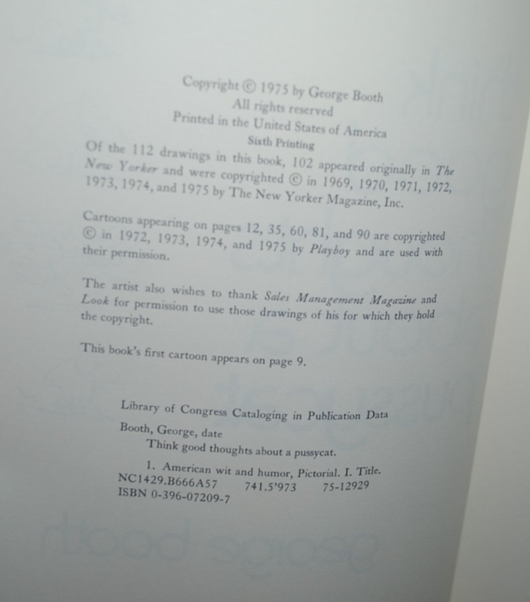 George Booth, THINK GOOD THOUGHTS ABOUT A PUSSYCAT, hb, dj, SIGNED, New Yorker