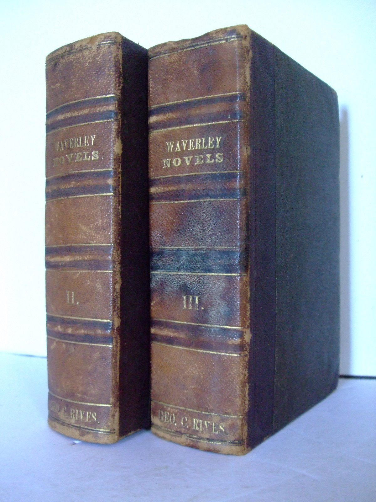 1870 Waverley Novels by Walter Scott. Partial Leather Bindings. Volumes 2 and 3