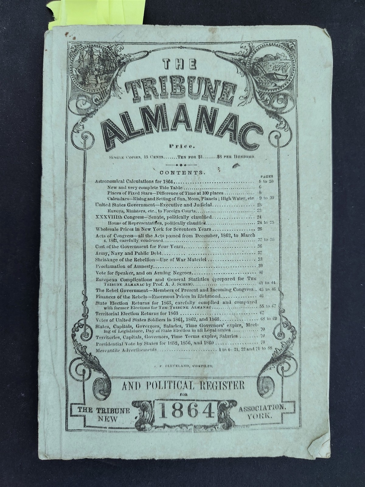 1864 antique CIVIL WAR SHRINKAGE REBEL GOVERNMENT AMNESTY PRISONERS tribune alm