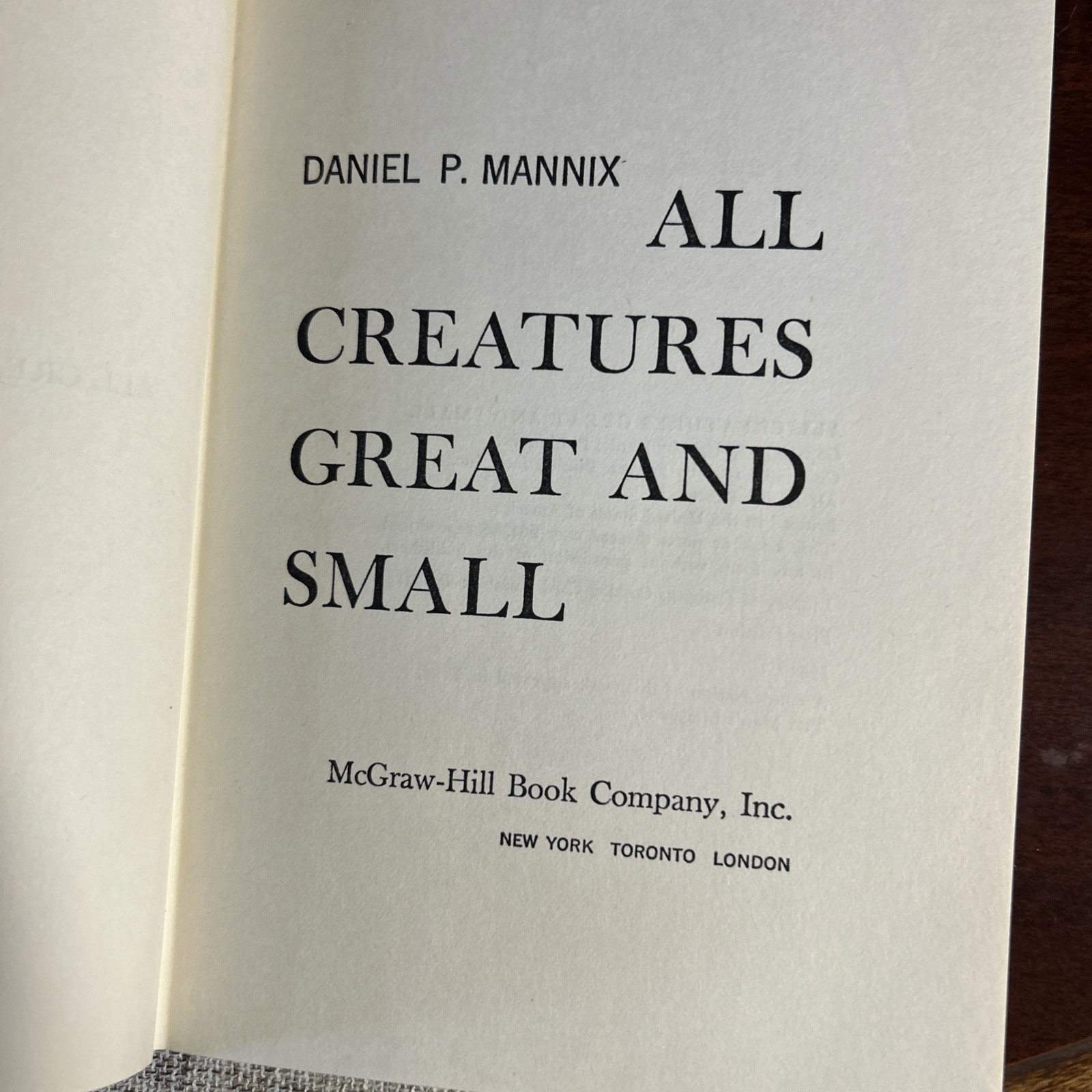 All Creatures Great and Small:Daniel P. Mannix,1963 McGraw-Hill,Veterinaria 1st