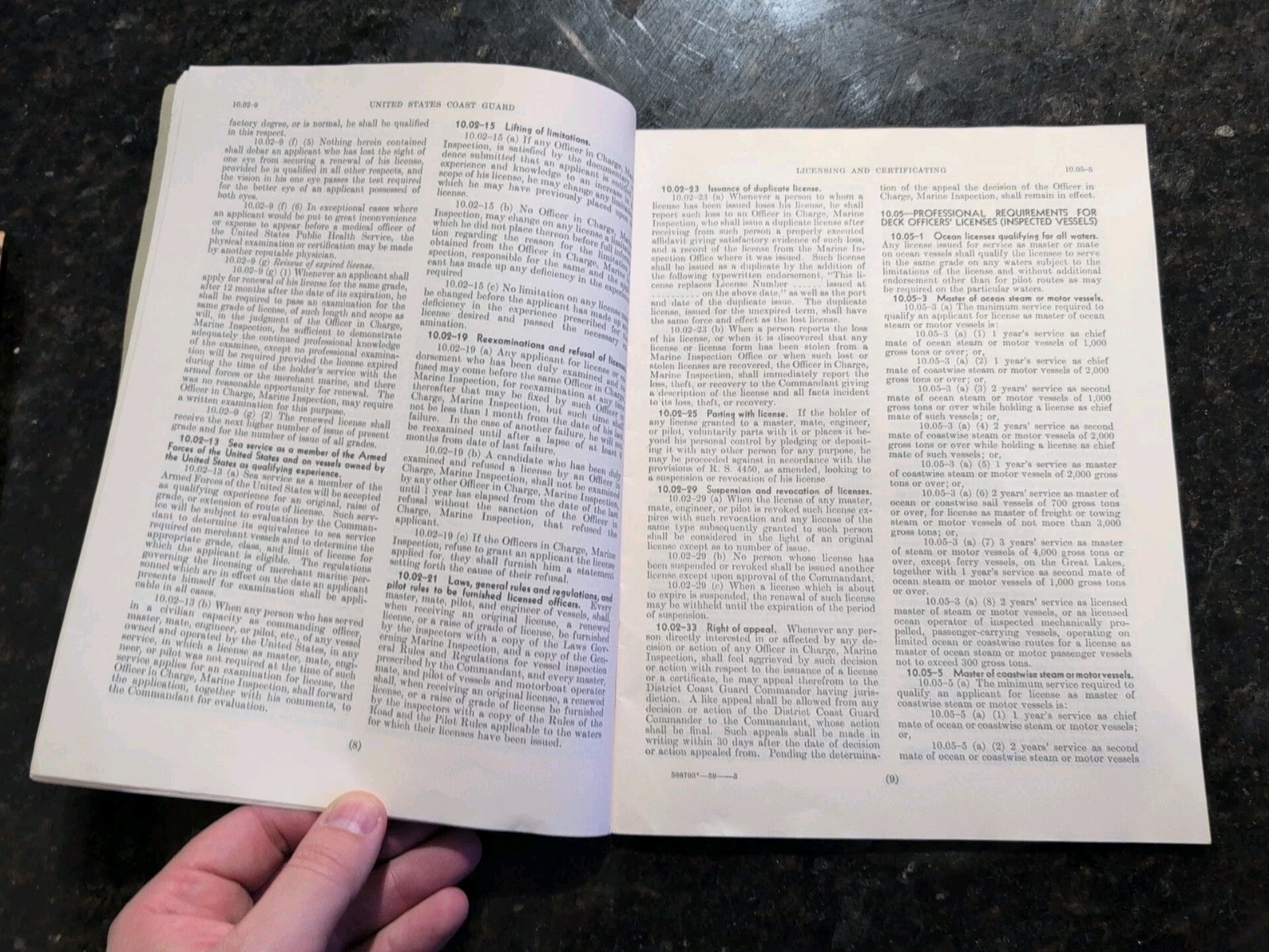 Rules & Regulations for Licensing/ Certificating Merchant Marine Personnel, 1959