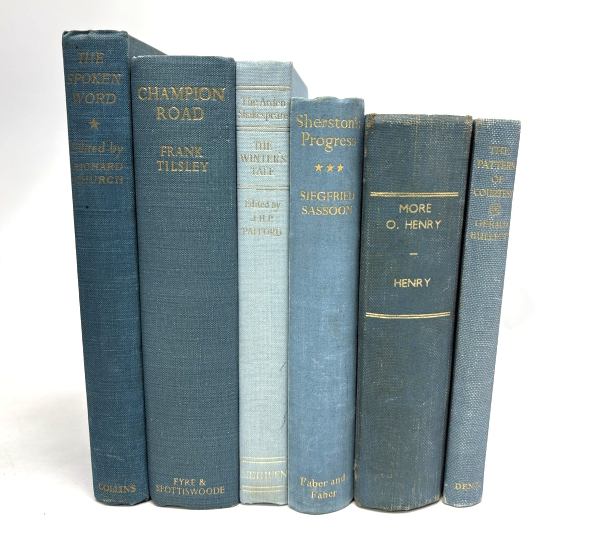 Distressed Old Blue Books for Decoration. 19cm Shelf Space