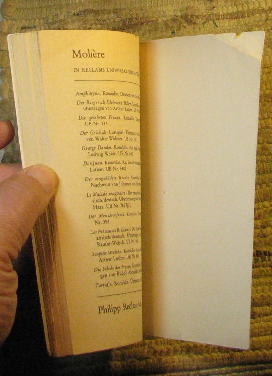 TARTUFFE by Moliere Komodie In Fonf Aufzugen 1981 Reclam Pocket Paperback German