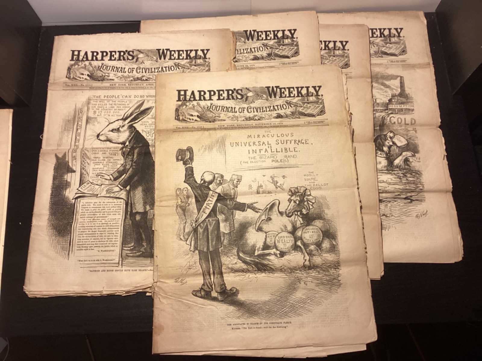 Thomas Nast Covers – Lot Of 5 1878 Original Harper’s Weekly Issues – See Below
