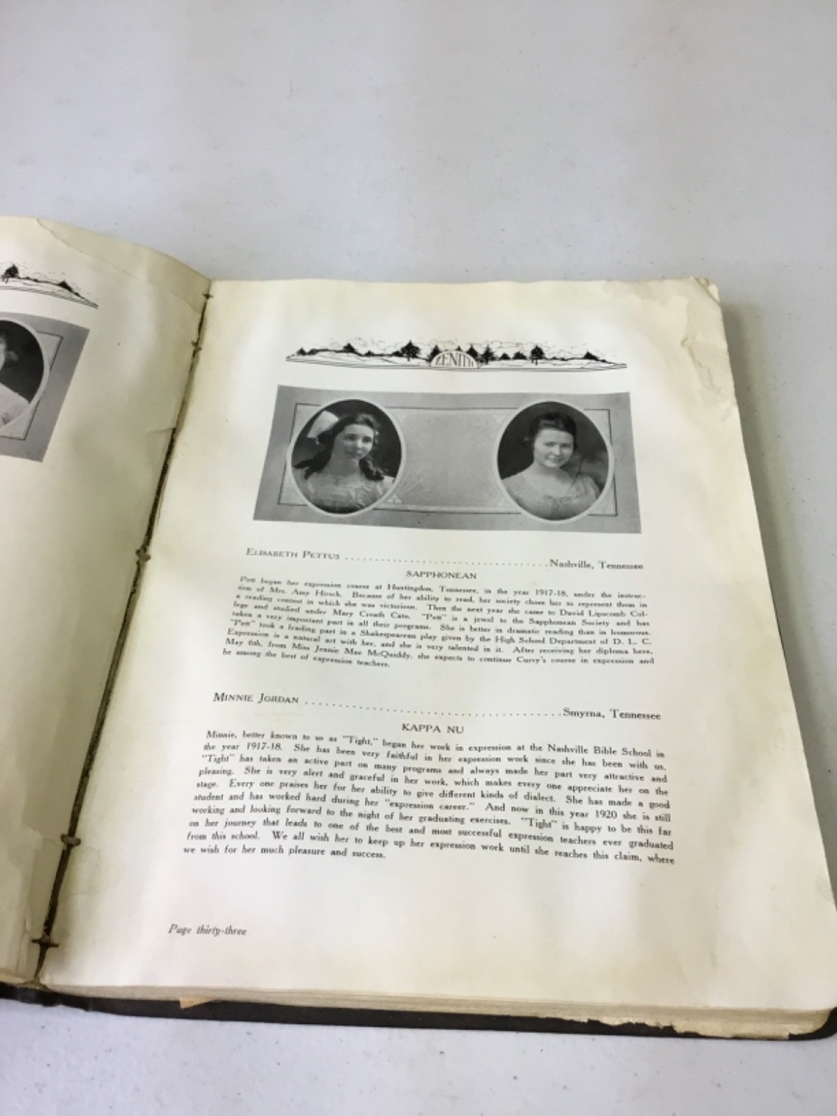 The Zenith Yearbook, David Lipscomb College 1920. Nashville TN
