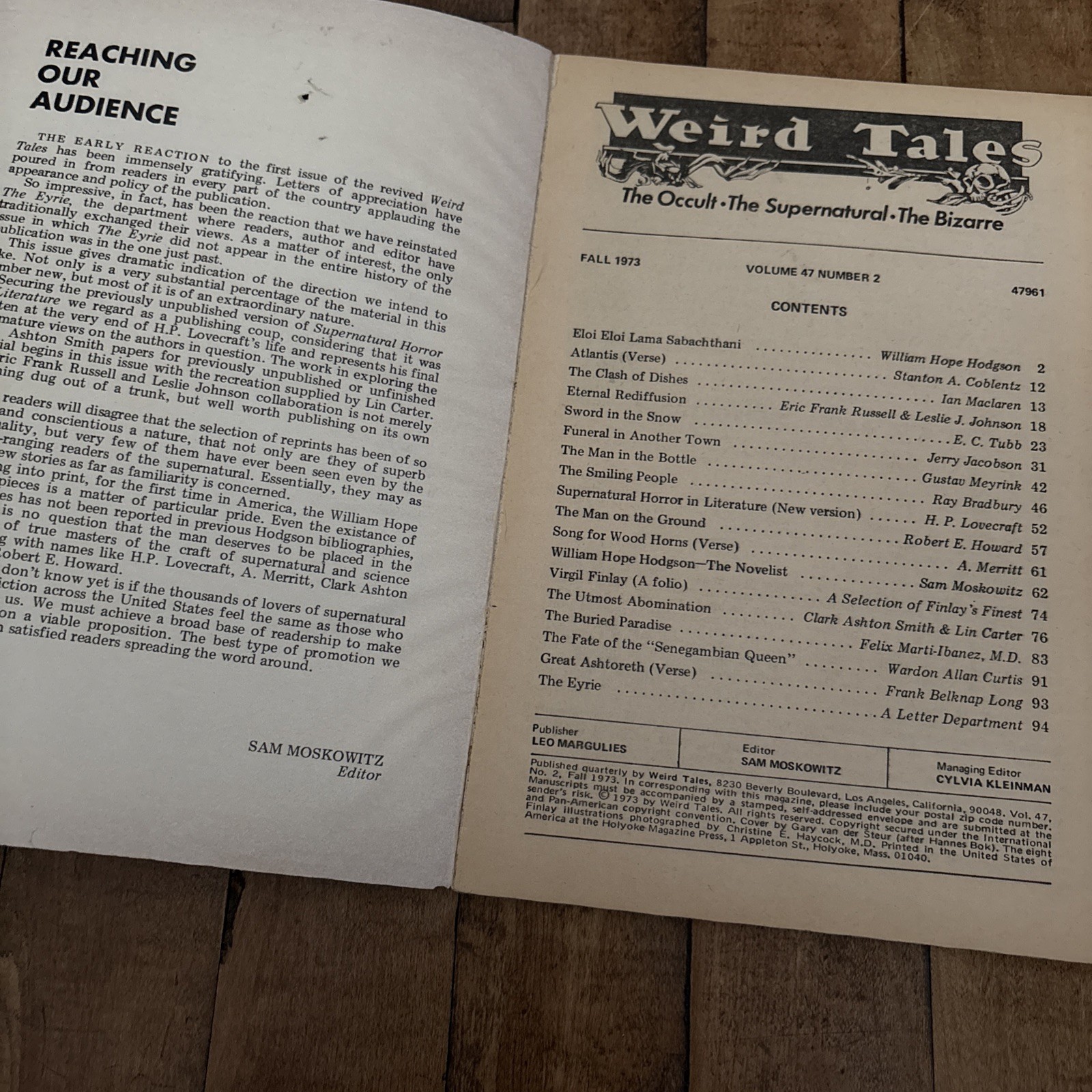 Weird tales Fall 1973 50th anniversary edition