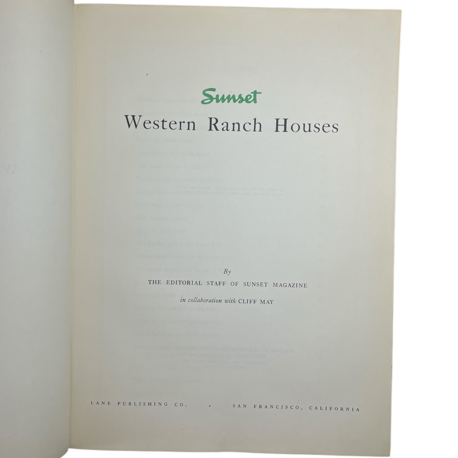 Vintage Sunset Western Ranch Houses w/Cliff May Hardcover 2nd Printing 1947