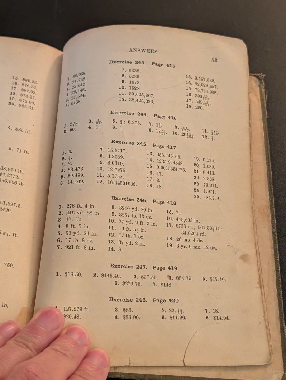 Antique school math book Greenleafs The Complete Arithmetic With Answers 1896