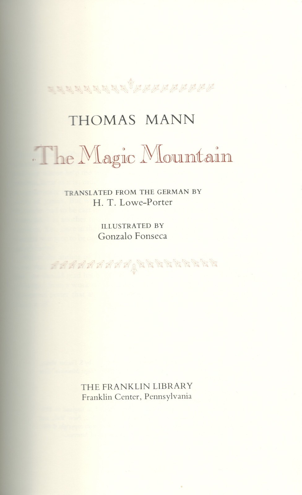 Thomas Mann. Magic Mountain. 6×9, leather, gilt. Illustrated. Franklin Library.