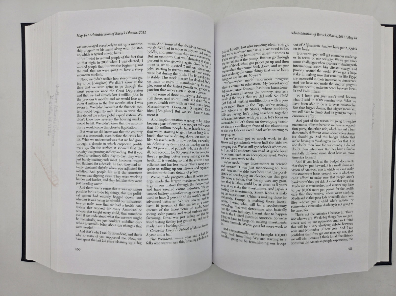 Public Papers Of The Presidents Barack Obama 2011 2 Volumes Set #’s I & II HC