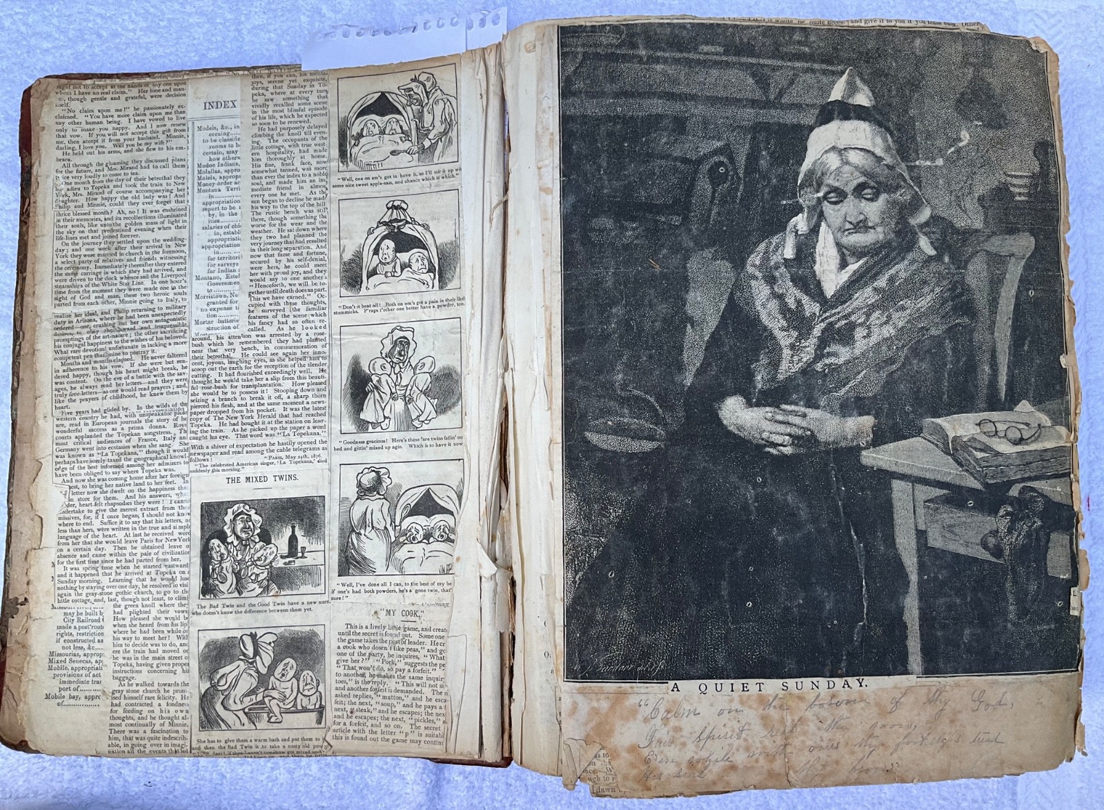 Antique Vintage 1870 Law Book w 1870-1880s Subscription Stories Pasted -Altered