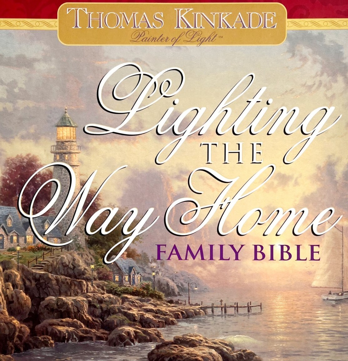 Thomas Kinkade Family Bible Lighting The Way Home NIB Red Letter King James HBS