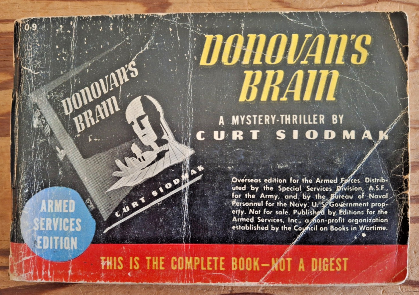 1945 Donovan’s Brain Curt Siodmak ASE O-9 Armed Services Edition WWII