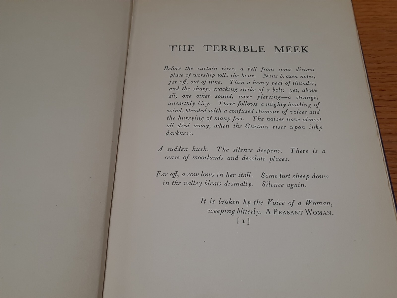 The Terrible Meek One Act Stage Play in Darkness by Charles Rann Kennedy 1912 ED
