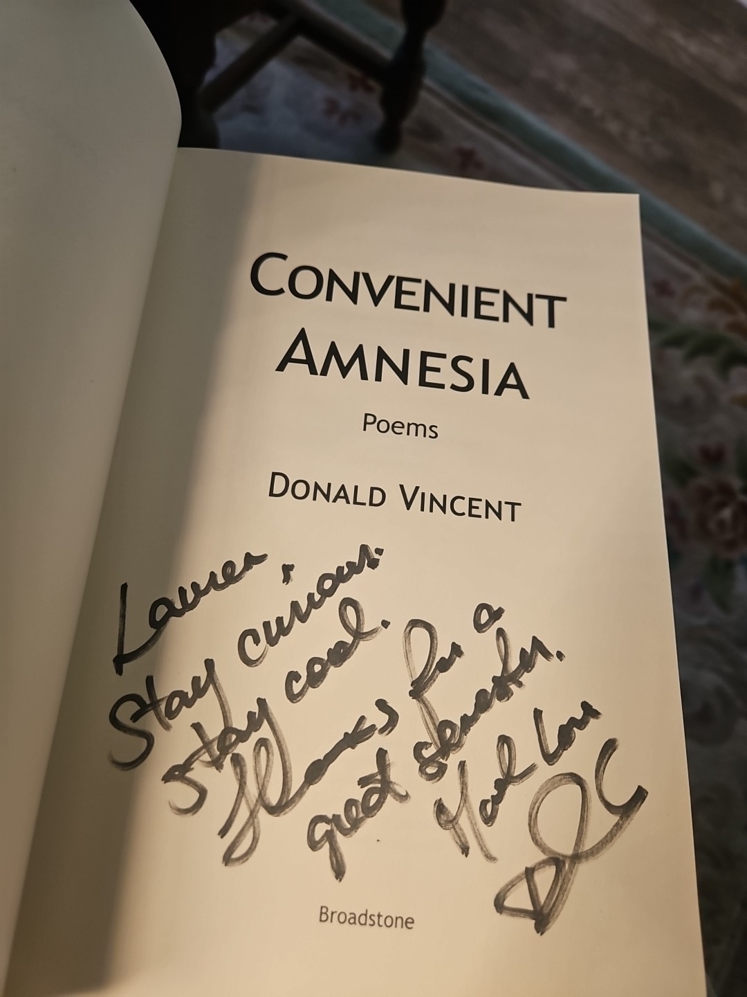 Convenient Amnesia 2020 Trade Paperback Signed Donald Vincent VG Cond E1