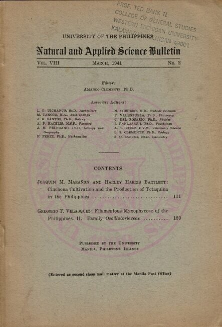 Harley Harris Bartlett / University of the Philippines Natural and applied 1941