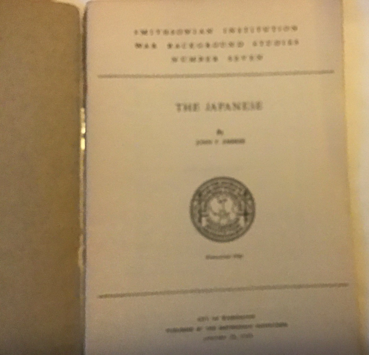 Smithsonian War Background Studies #1 & #7: WWII Japan/Asia Pamphlets 1942–1943