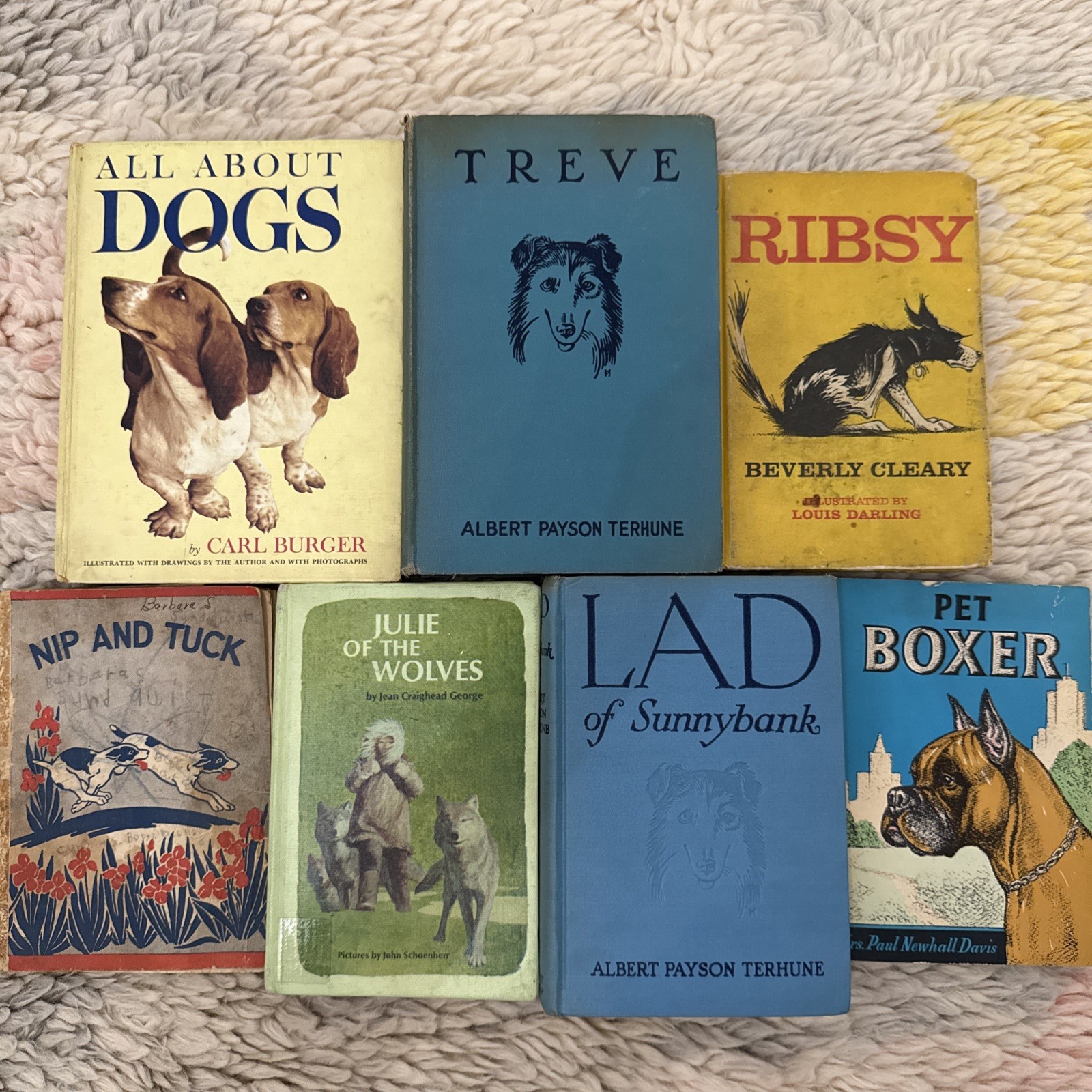 Lot of 7 Vintage DOG LOVER Beautiful Staging Books Nursery Room Library Decor